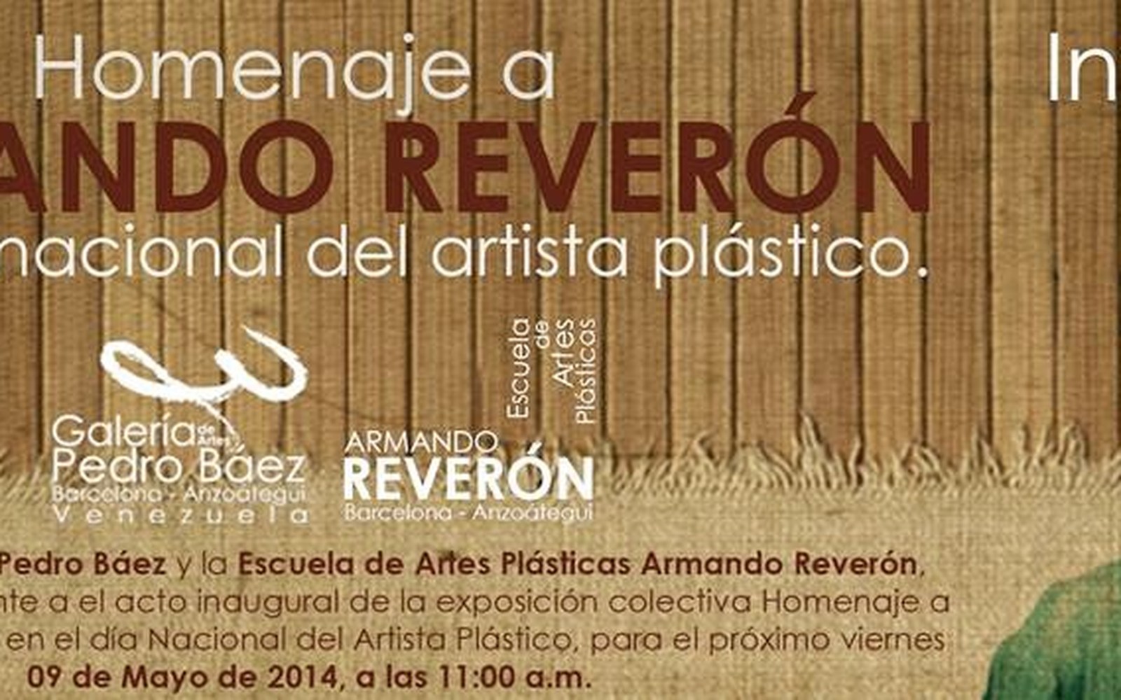 Event poster for a tribute exhibition honoring Armando Reverón on Artist's National Day